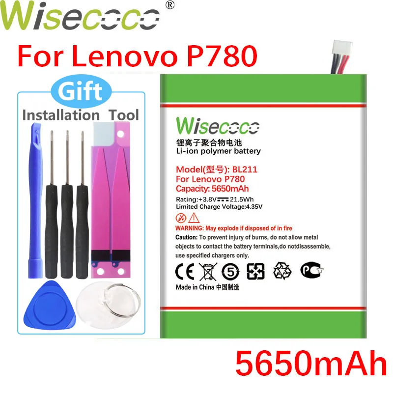 WISECOCO 5650 мАч BL211 батарея для Lenovo P780 MTK6589 мобильного телефона в наличии высокого