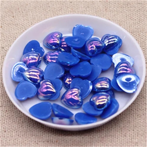 dark blue AB 100 шт 10 мм Блестящий AB сердце форма из смолы ABS имитация жемчуга бусины DIY Дизайн ногтей/чехол для телефона/ювелирные изделия аксессуары - Цвет: dark blue AB
