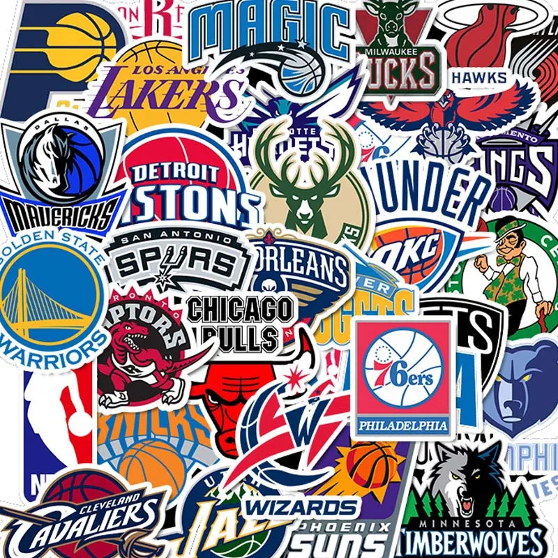 32 шт./упак. баскетбольной команды Логотип наклейки спортивные подарок чемодан