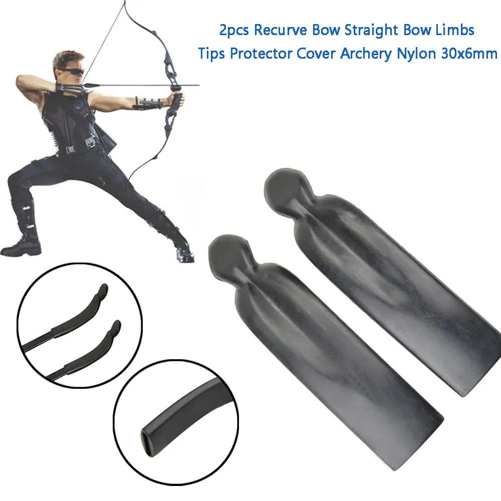 

2pcs Recurve Bow Straight Bow Limbs Tips Protector Cover Archery Nylon 30x6mm