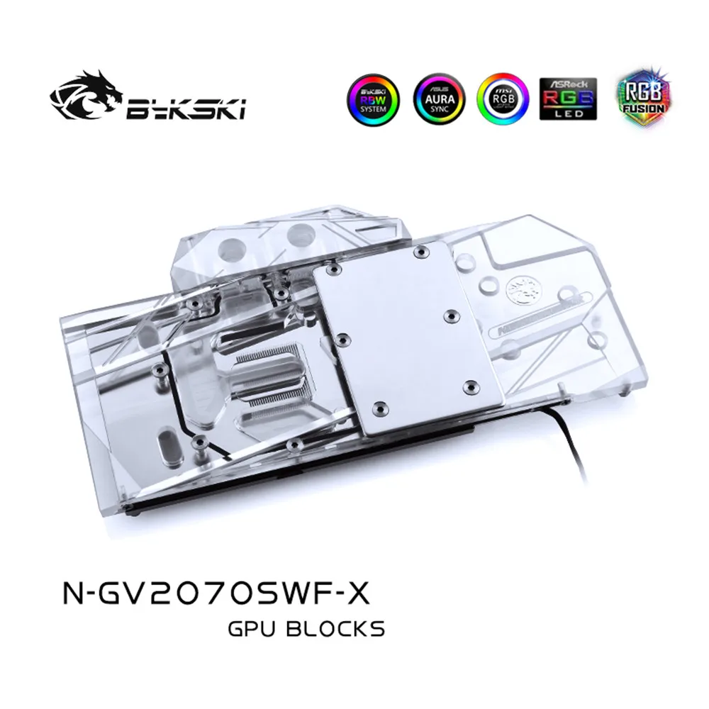 Bykski полный охват RGB / ARGB GPU блок водяного охлаждения для VGA Gigabyte rtx2070 super Windforoce oc 3x8G