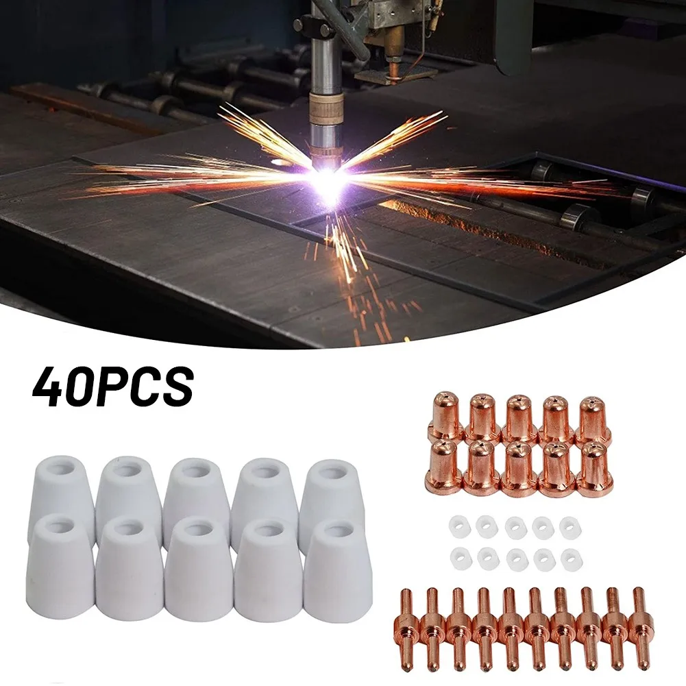 

40 Pcs Air Plasma Cutter Consumables Extend Fittings Set For PT-31 LG-40 Torch CUT-40 50 Welding Equipment Accessories