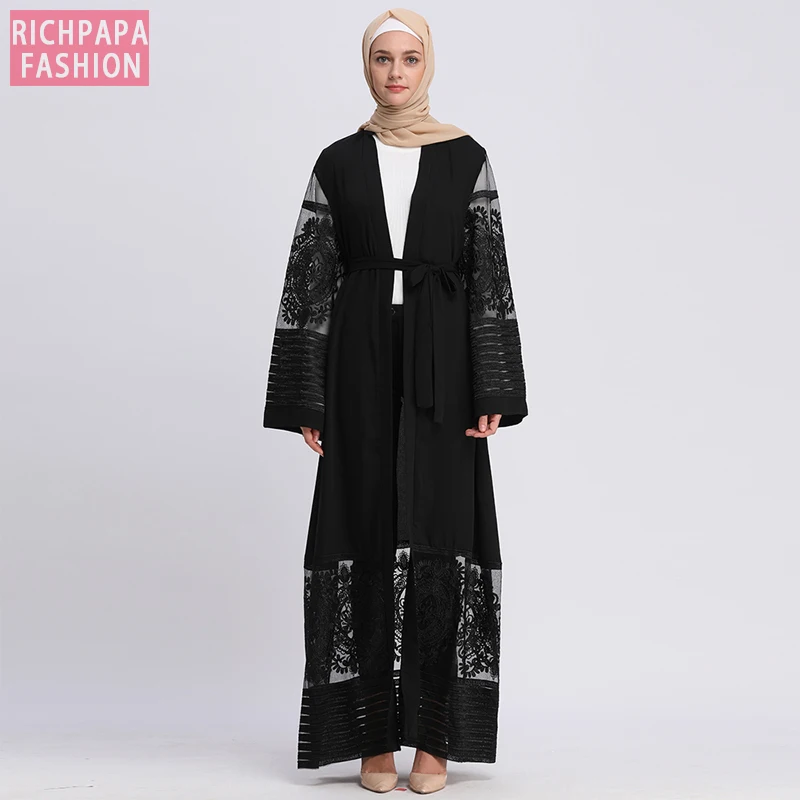 Кардиган абайя 2019 кружевное бархатное мусульманское хиджаб платье Турецкая