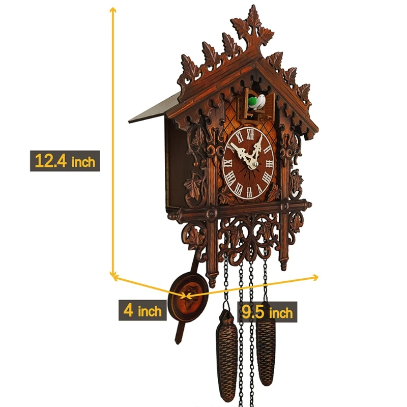 

Antique Wooden Hanging Wall Clock Pendulum Time Bell Swing Alarm Watch Home Restaurant Bedroom Decoration