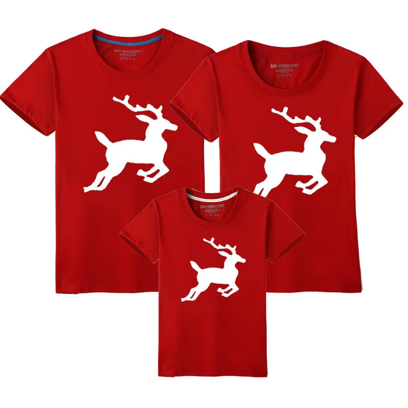 

Christmas Deer Family Matching Outfit T-shirts Cotton Father Mother Daughter Son Tops Tees T Shirt Children's Clothing