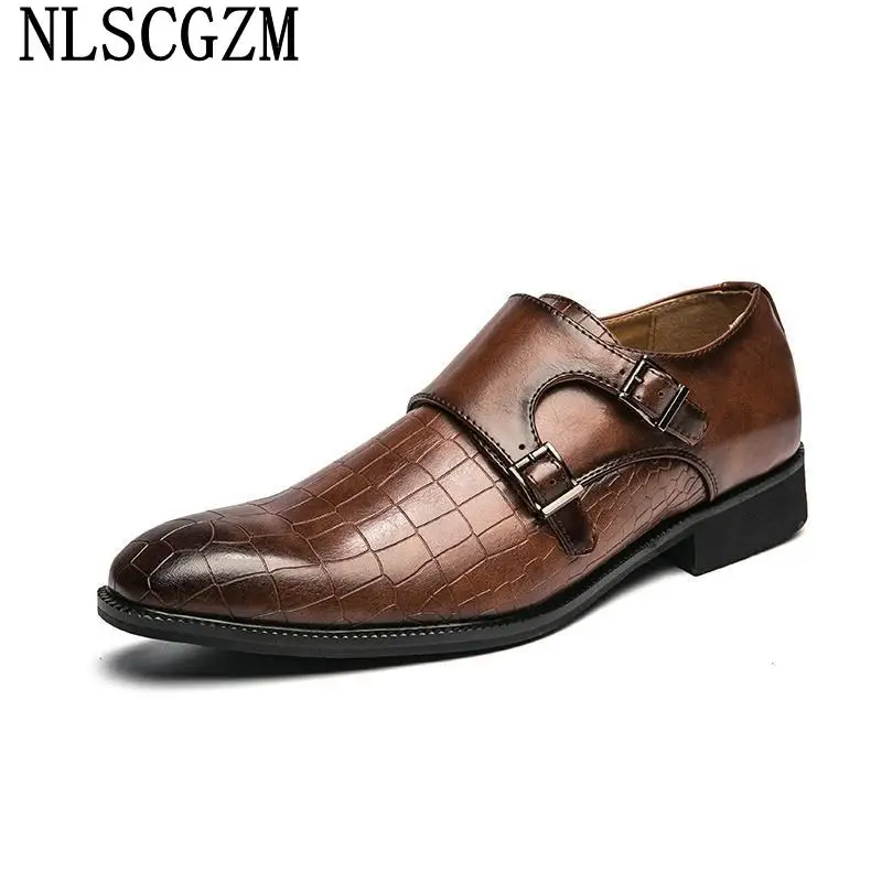 

Brown Monk Strap Shoes for Men 2023 Loafers Men Dress Shoes Italian Leather Shoes Men Zapatos De Hombre حذاء رجالي جلد طبيعي