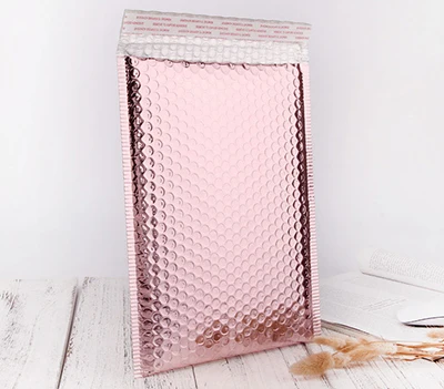 Rose gold 25 шт. 15*20+ 4 см розовый Золотой пузырьковый конверт, Розовый Золотой фольгированный пузырьковый почтовый пакет для упаковки подарков, свадебный мешок - Цвет: Rose gold