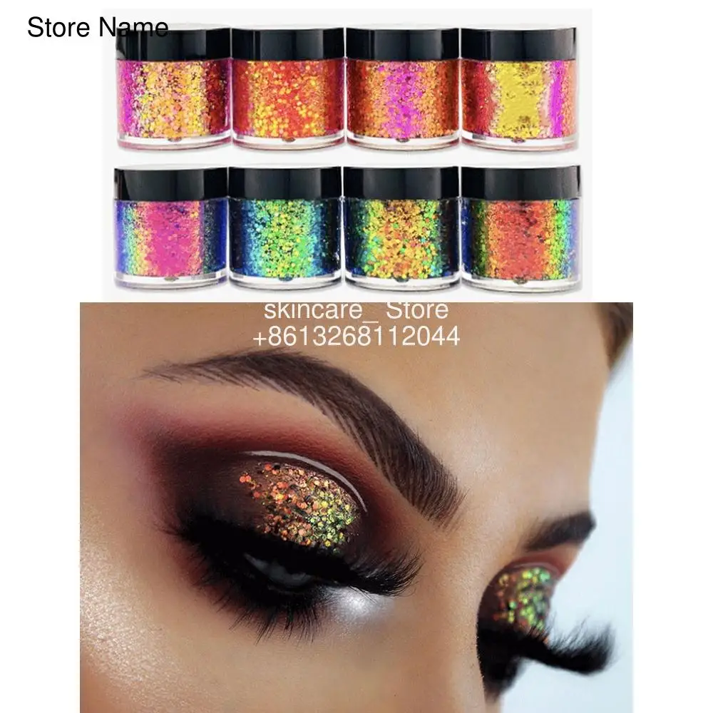 

8 in 1 multichrome Chameleon Glitter Eyeshadow flakes Diamond Shiny Eyeshadow