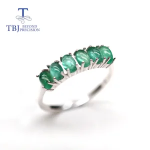 Женское кольцо с изумрудом TBJ, Ювелирное Украшение с натуральным зеленым драгоценным камнем Замбии овальной формы 3*5 мм, 1,8 карата, в подарок
