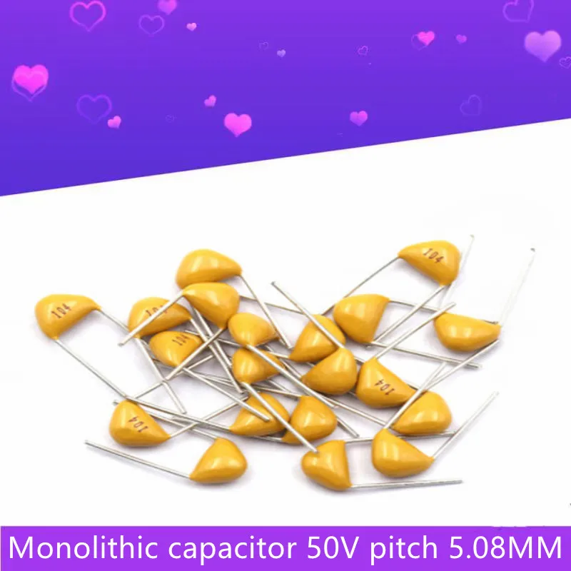 

50Pcs in-line Monolithic Ceramic Capacitors 50V 1nF 3.3nF 4.7nF 10uF 20pF 680pF 820pF Full Series Resistance 46 Kind Values