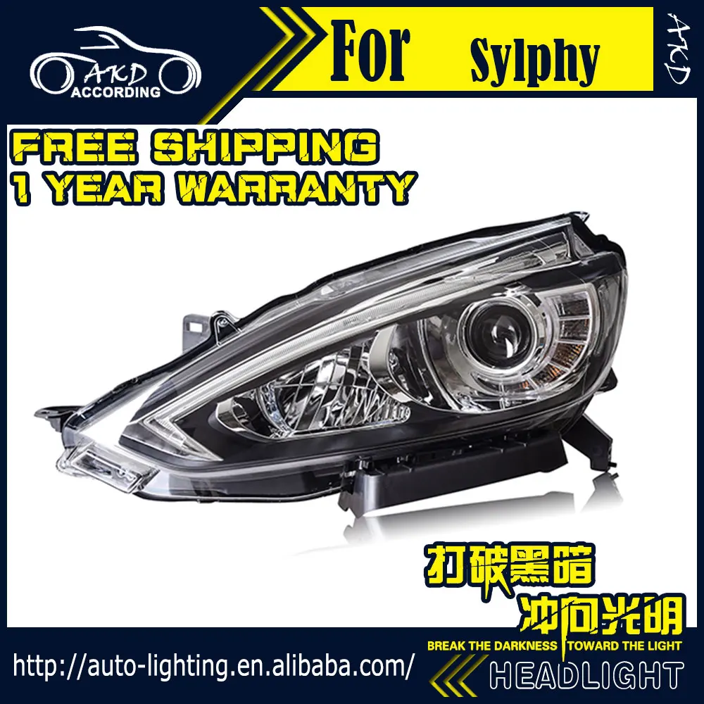 AKD автостайлинг фары для Nissan Sylphy 2016 Sentra Almera светодиодный ные D2H Hid опция ангельский