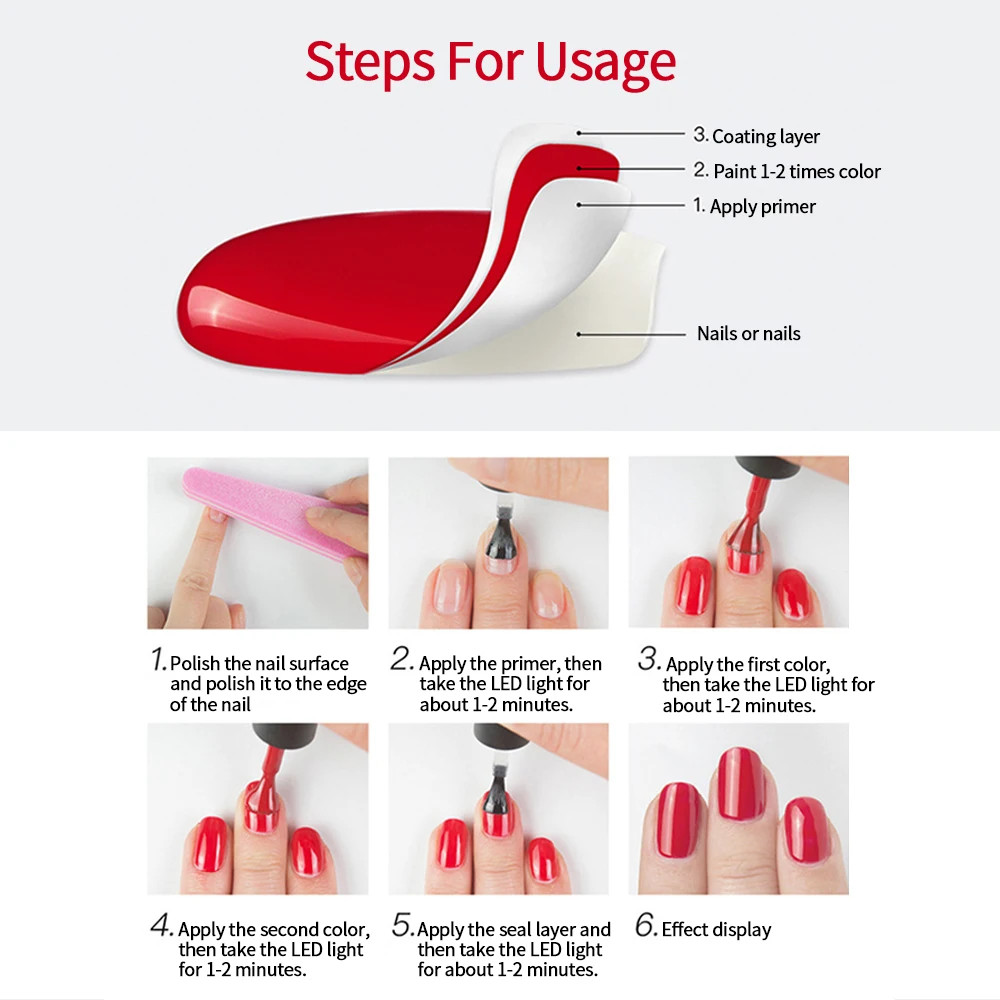 гель лак УФ для ногтей красный Клей фототерапия клей Полировка Vernis Ongle 10 мл|Лак