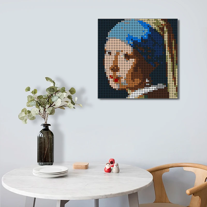 

Pixel Mosaic Art Painting Het meisje met de parel Building Blocks Painted Background Indoor Decorations Diy Blocks Toys Gifts