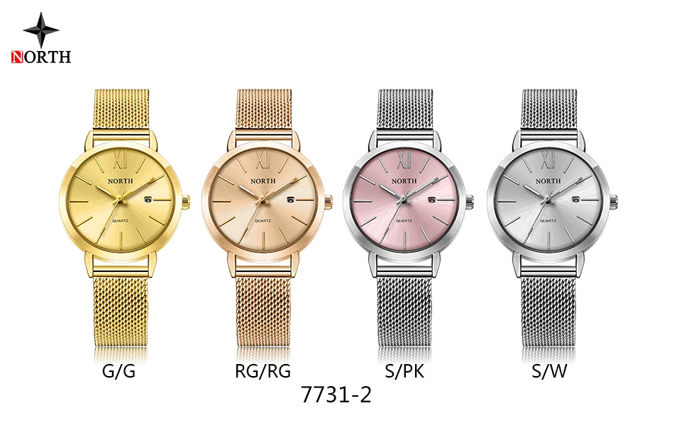 Женские часы NORTH роскошные брендовые кварцевые женские модные водонепроницаемые