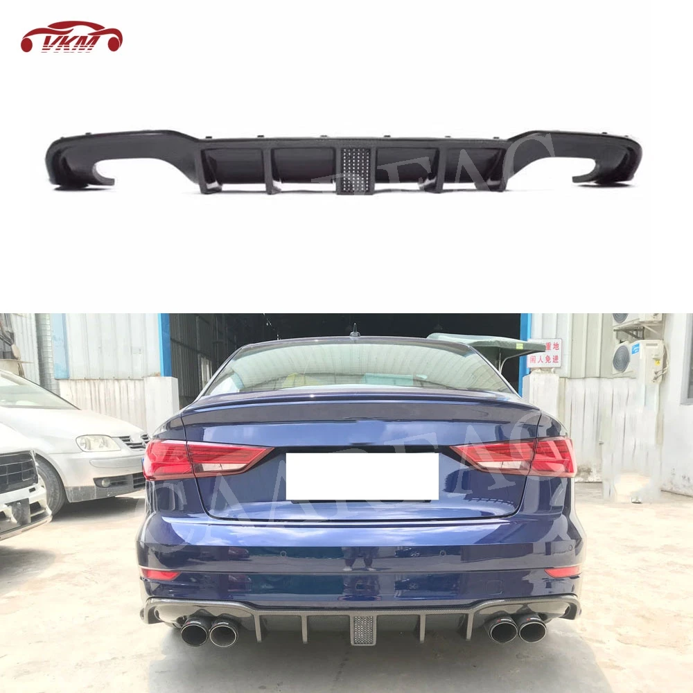 Углеродного волокна диффузор губа на задний бампер с светодиодный светильник