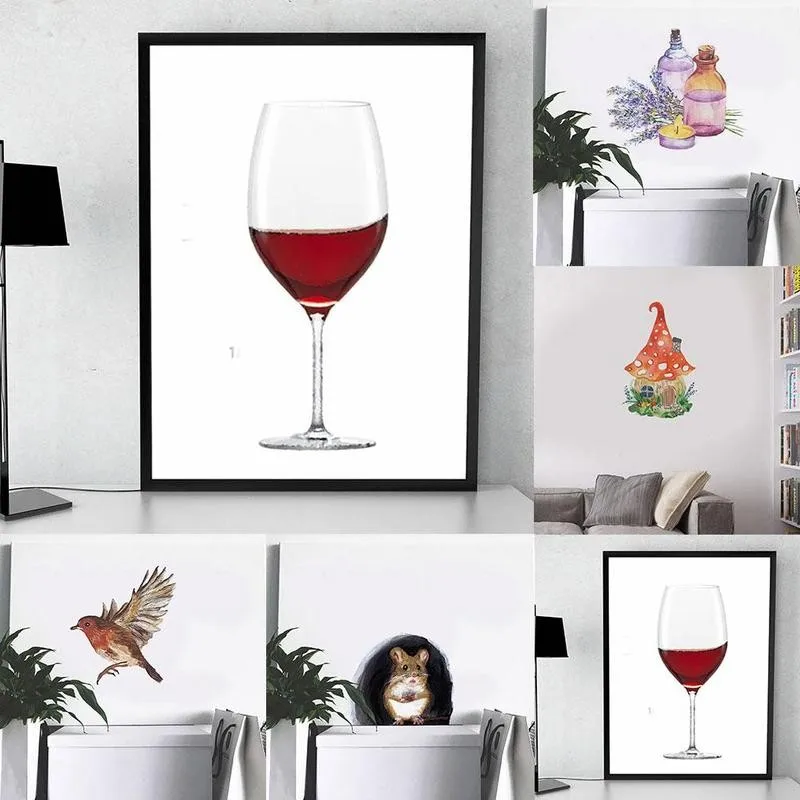 

Painted Wall Art Decal Flying Robin Bird Handmade Transparent Wall Home Sticker Sticker Waterproof Removable Decoration PVC R3N4