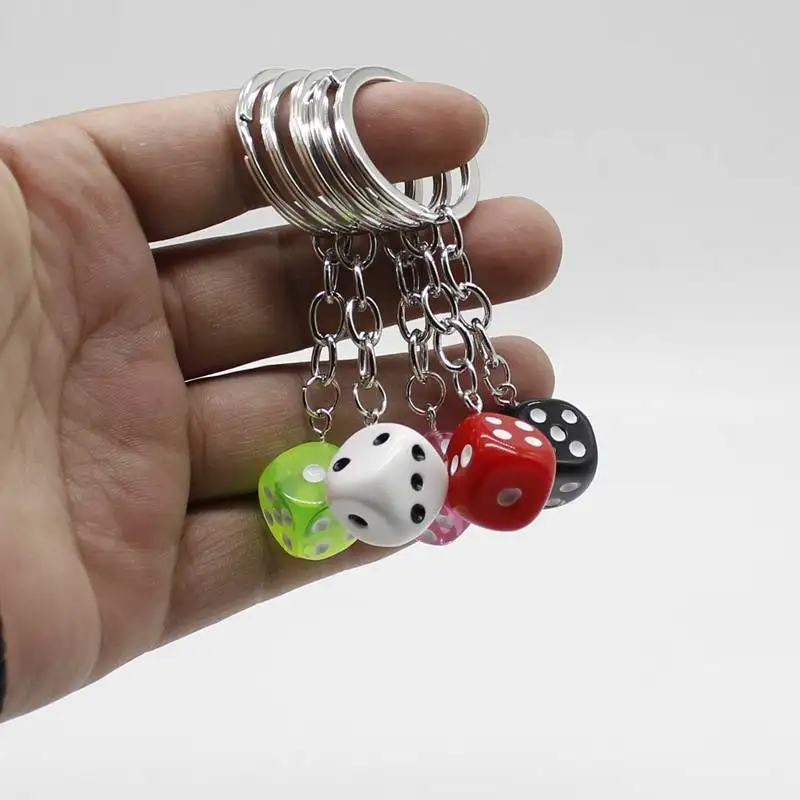 Fun acrylic 3D dice keychain earrings pendant necklace cool punk drip earrings tassel casino women men jewelry personality fun