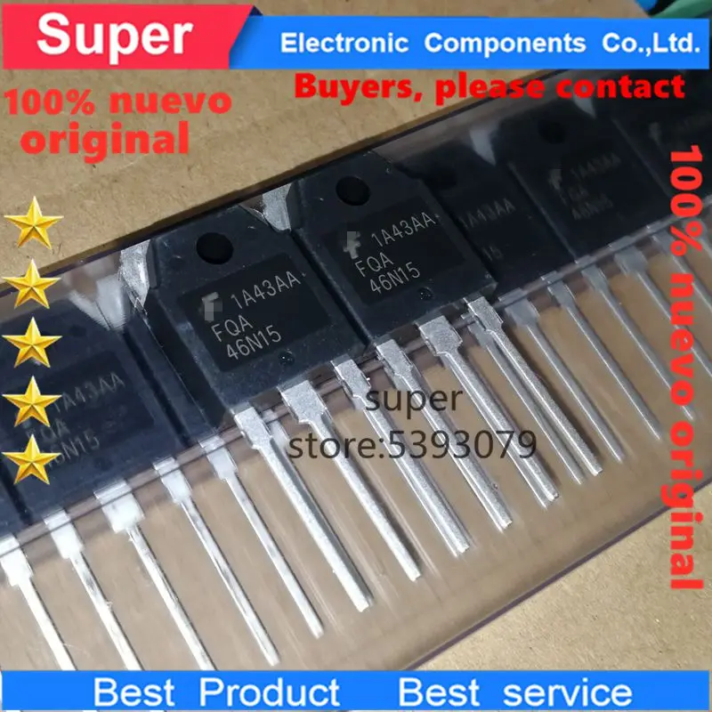 100% nuevo 5 unids/lote MOSFET FQA46N15 46N15 50A150V TO 3P транзистор оригинальный|Аксессуары для батарей