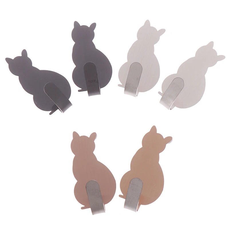 2 шт. самоклеящиеся крючки Cat Pattern футляр для хранения держатель ванной кухонная