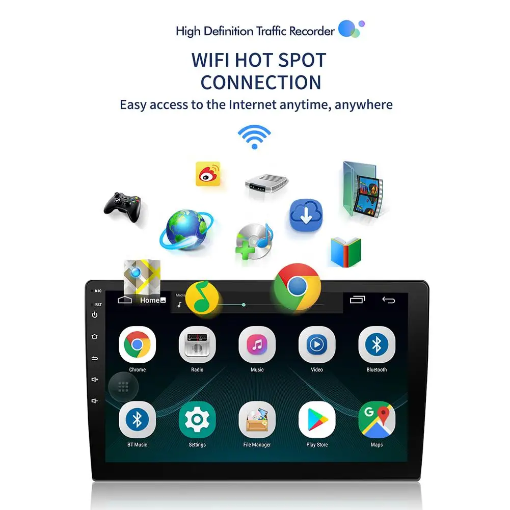Автомагнитола 9/10. 1 дюймов Android 8,1 16G памяти HD сенсорный экран Bluetooth gps навигация wifi доступ в Интернет радио