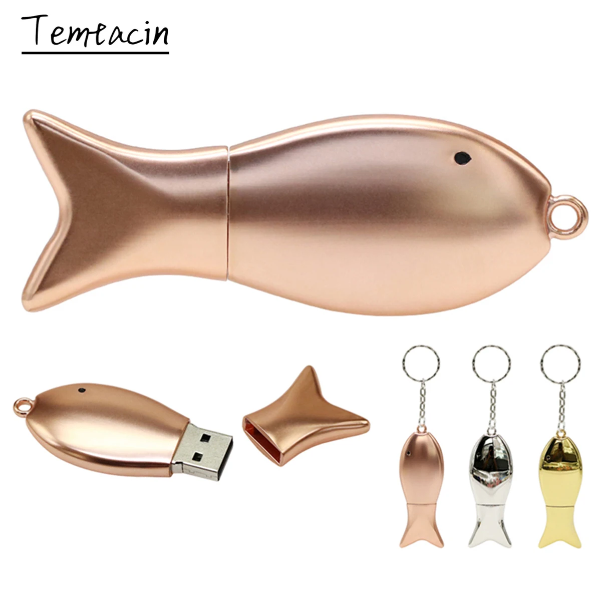 Металлический USB флеш накопитель в виде рыбы 128 ГБ U диск 4 8 16 Флешка 32 64 256 2 0 карта