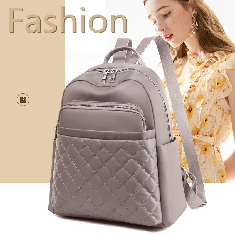 

2021 Student Backpack Diamond Lattice Oxford School Bag Trend Ladies Travel Bagpack for Women Large Capacity Waterproof Rucksack