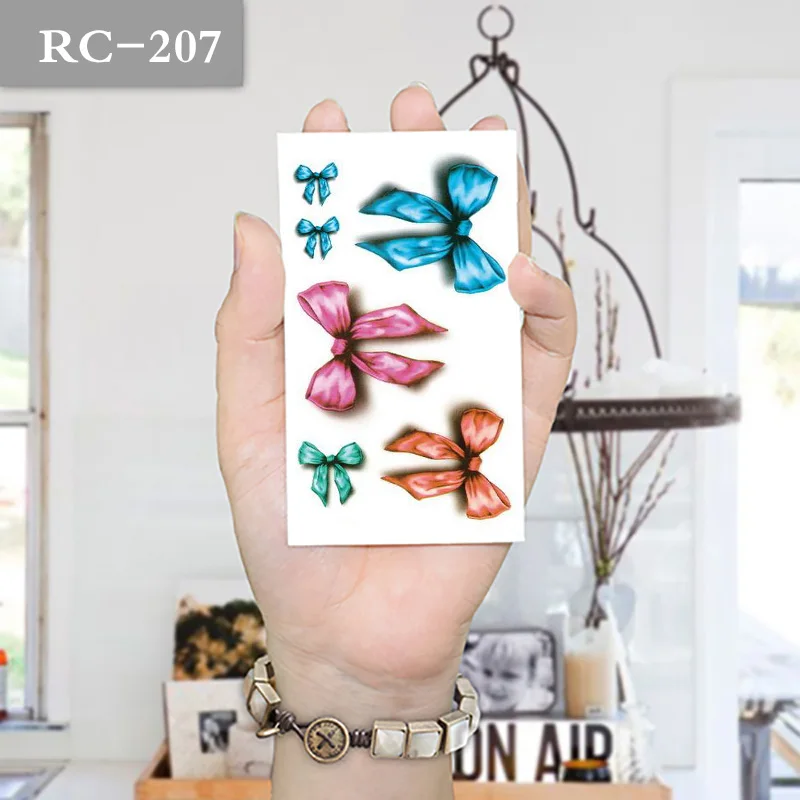 Боди-Арт Красота Макияж Розовый и Синий Лук на Руку Водонепроницаемый Временные