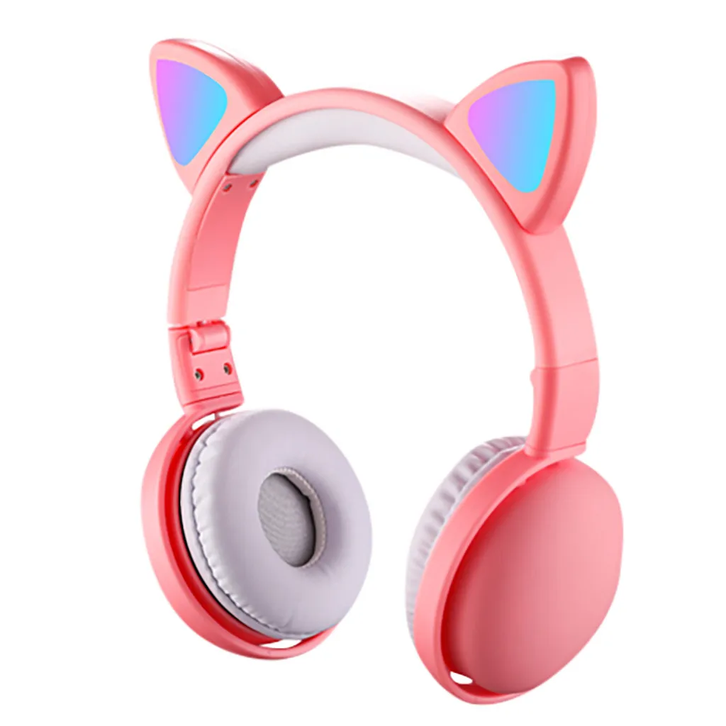 

Headphone Cat Ear Headset Chargeable LED Light Foldable Adjustable Earphones