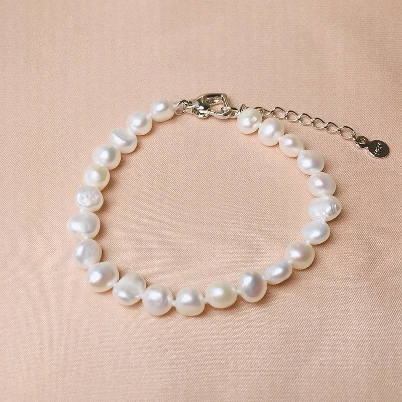 

Natural Pearl Bracelet 7-8mm Freshwater Pearl Jewelry Genunine Baroque Pearl Bracelets For Women Gift