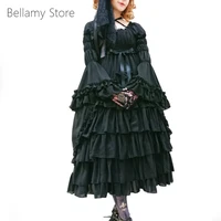 gothic lolita daily high waist round neck palace sleeve long sleeve bow cake pompous dress
