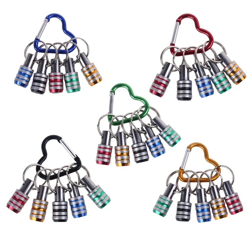 

5Pcs 1/4inch Hex Shank Screwdriver Bits Holder Extension Bar Drill Screw Adapter Quick Release Heart-shaped Carabiner Keychain