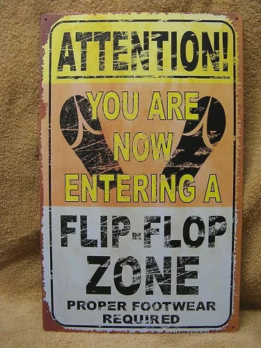 

Flip Flop Zone Tin Metal Sign Summer FUNNY Summer Beach
