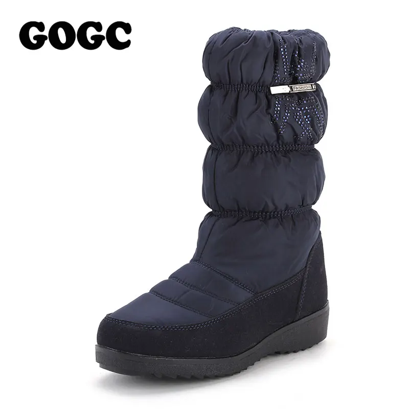 GOGC женские зимние ботинки; стразы; высококачественные зимние ботинки; Женская водонепроницаемая зимняя обувь на нескользящей подошве; женские ботинки; 9854 - Цвет: G9854-7