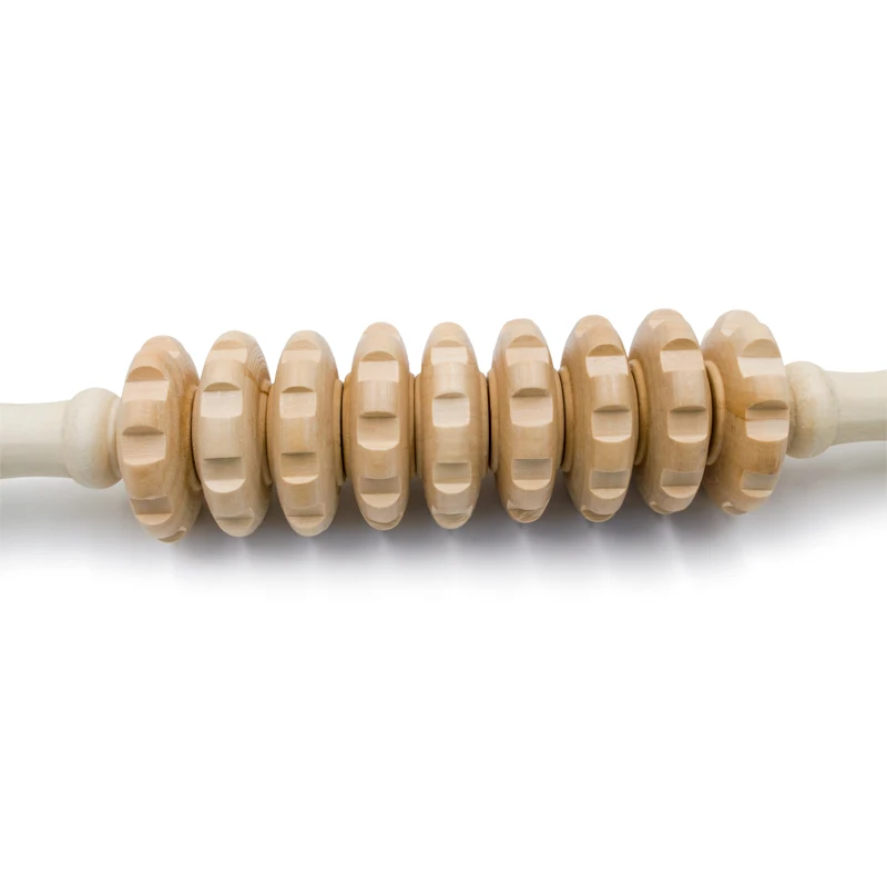 Ручной массажер для мышц деревянная роликовая палочка 9 колес инструмент