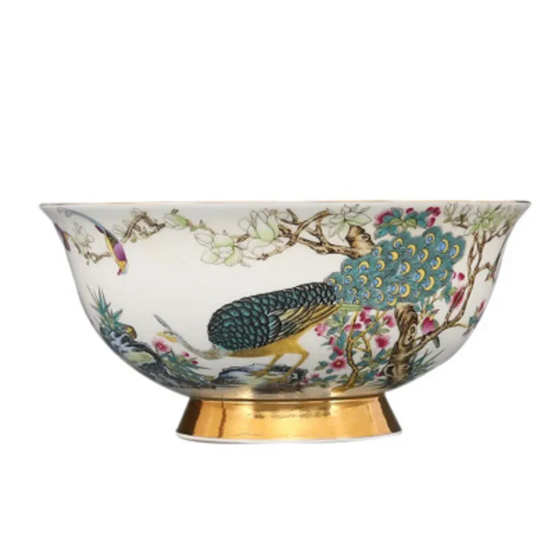 

Home Decorative China Bird Color Bowl Porcelain Collection Furnishing Pieces