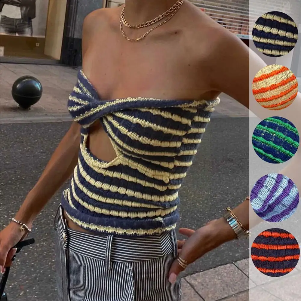 

Топ женский трикотажный без бретелек, ажурный пикантный модный винтажный топ с открытой спиной, без рукавов, O5a9, на лето-осень