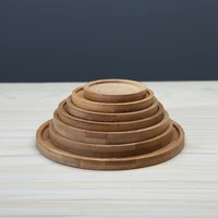 multiple sizes round desktop bamboo tray plant stand rural style flower pot tray holder for indoor flower pots to hold and drain