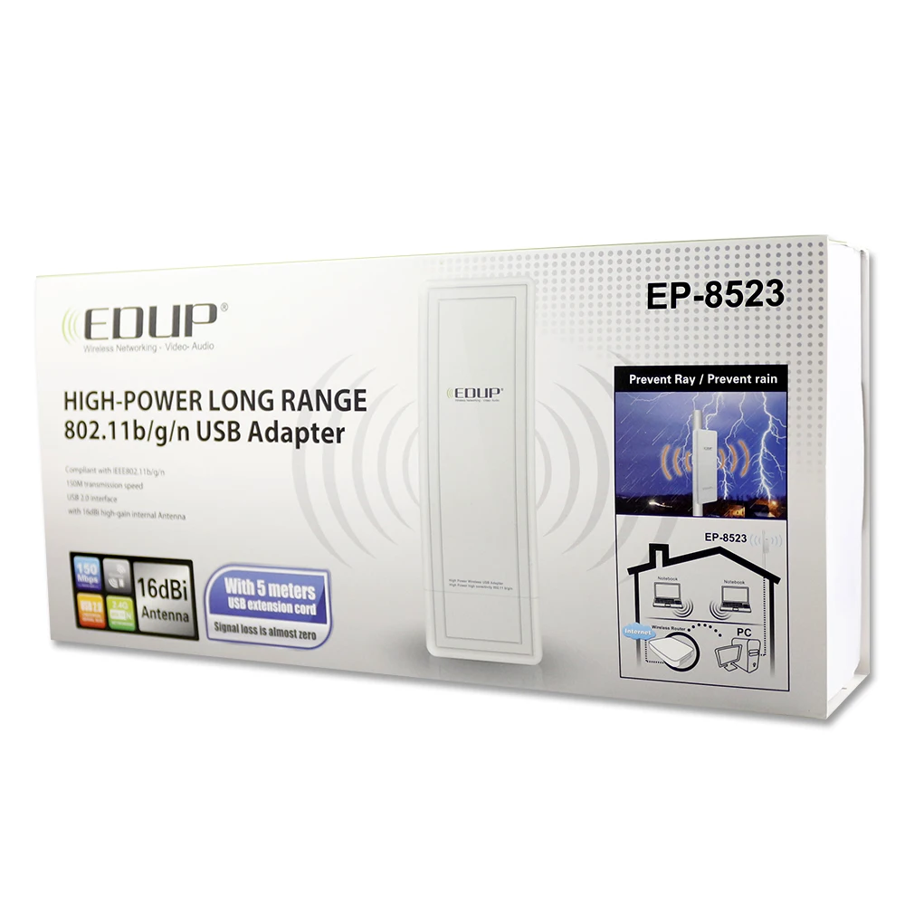 EDUP 150Mbps USB WiFi Adapter 16dbi 2.4Ghz Dongle RT3070L 802.11 b/g/n LAN Network Card Receiver Ethernet for Laptop PC | Компьютеры и