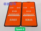 21D полное клеевое закаленное стекло для Tecno Spark 4 9H Полное покрытие экрана Взрывозащищенная защитная пленка для экрана Tecno Spark 4