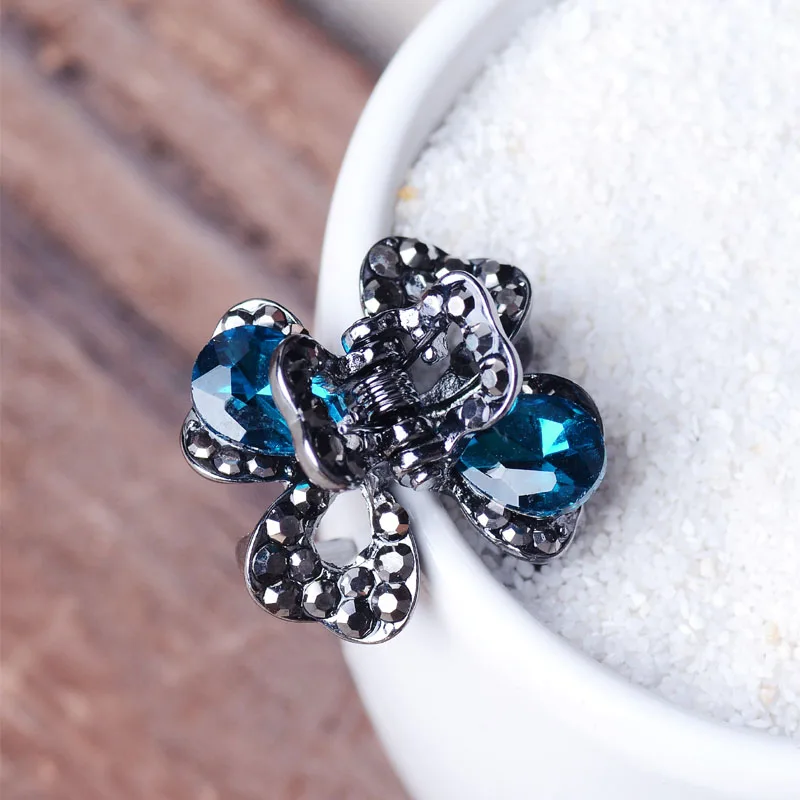 sky blue Morkopela кристалл клевер цветок заколка для волос Краб ювелирные изделия модные стразы заколка для волос женские заколки аксессуары - Окраска металла: sky blue