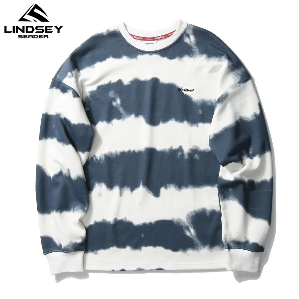 Линдси сидер Уличная пуловер для мужчин кофты в полоску из хлопка с длинным