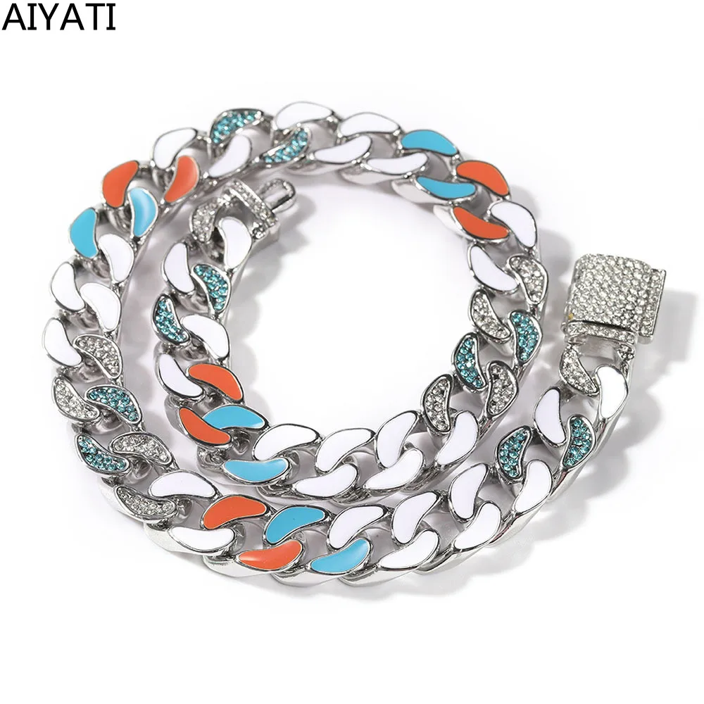 

Hip-Hop Tide Brand Mixed Color Dripping Oil Men's Necklace Takı Setleri Conjuntos De Joias Kомплект Yкрашений