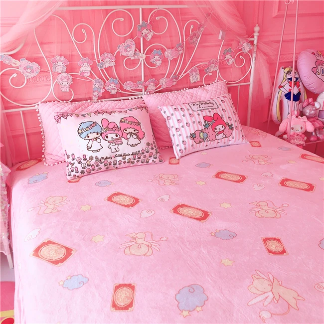 Одеяло IVYYE В Стиле Аниме Сакура плюшевое бархатное теплое украшение мягкая