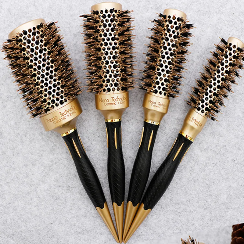 

Luxury 5 Size Ceramic Iron Hair Brush Anti-static High Temperature Resistant Round Barrel Comb Hairstyling Drying Curling Tool