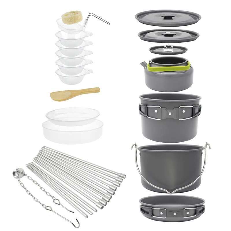 Портативная посуда для кемпинга на 5 6 человек походов пикника столовые приборы