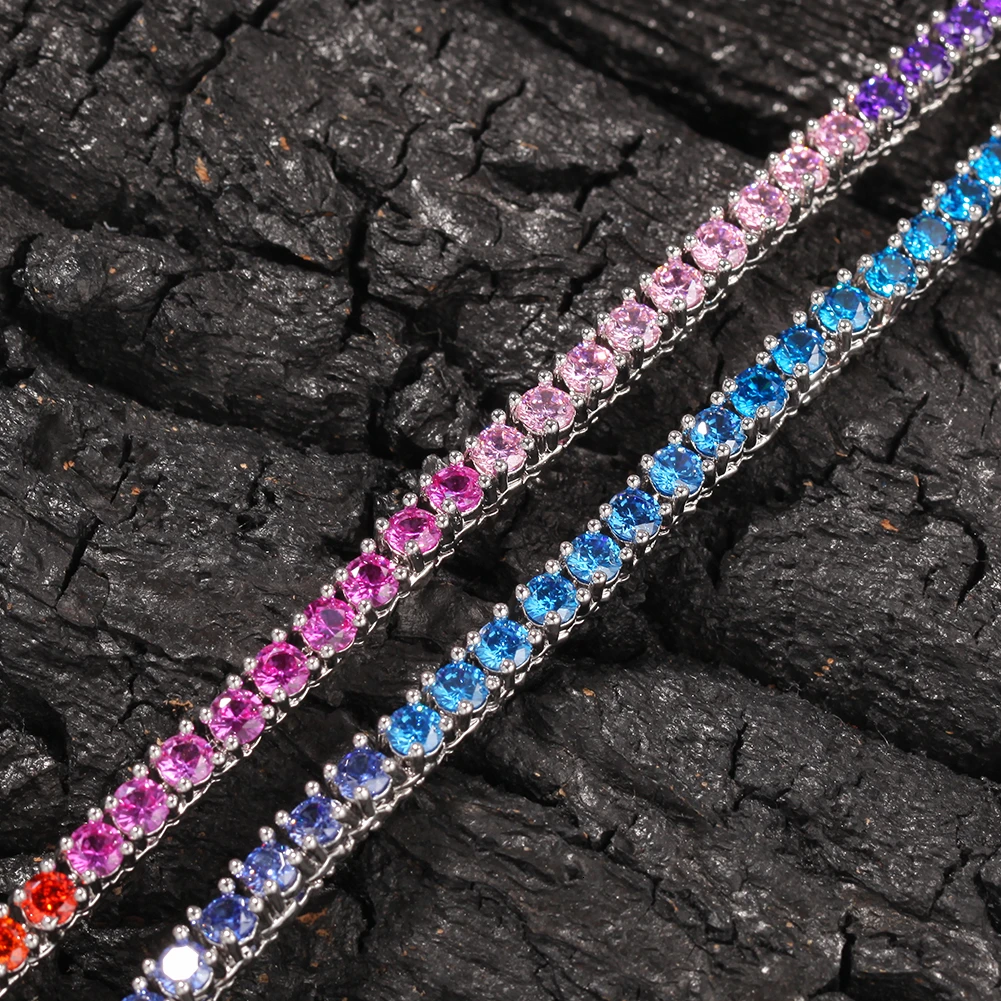 Ожерелье с фианитом BLING KING мужское Ювелирное Украшение для тенниса медное колье в