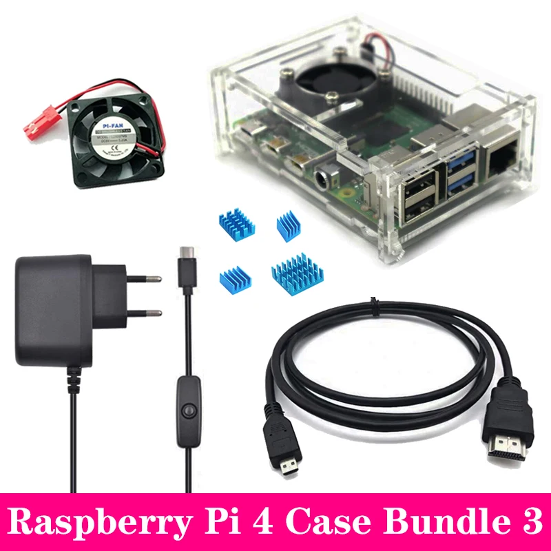 Для Raspberry Pi 4 Чехол прозрачный акриловый чехол с крутым вентилятором алюминиевый радиатор для Raspberry Pi 4 Модель B Pi 4B Pi4
