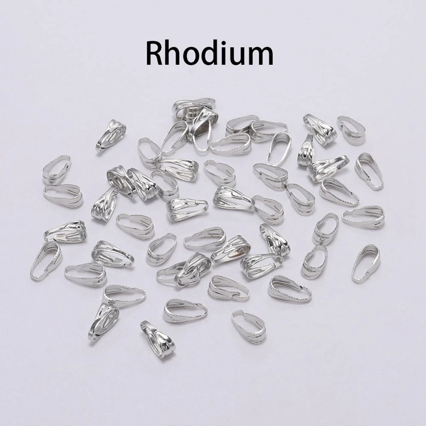 Rhodium 100 шт./лот, браслет, ожерелье, сделай сам, аксессуары для ювелирных изделий, амулеты, зажимы для подвески, застежка, разъемы для изготовления ювелирных изделий - Цвет: Rhodium