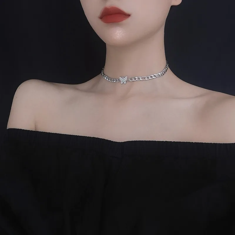 Темпераментный Алмазный светильник-бабочка роскошное тонкое ожерелье-чокер для