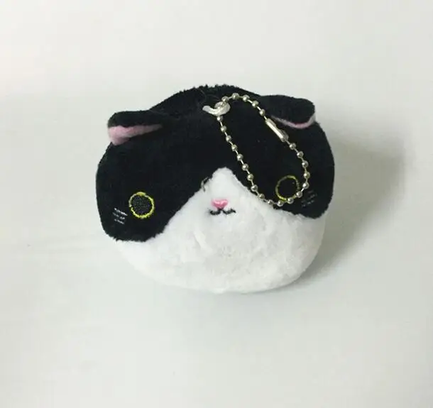 white and black Новинка 1 шт. 6 цветов KAWAII 8 см кошки мягкие игрушки брелок кошка подарок плюшевая игрушка кукла детская вечеринка день рождения плюшевые игрушки для девочки Новинка - Цвет: white and black